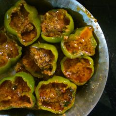 A picture of Capsicum stuffed sabzi recipe.