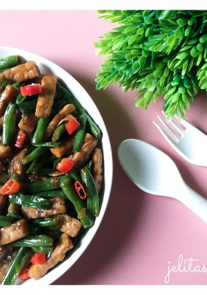 Foto resep Tumis kacang panjang dan tempe