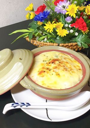 Hình của món Cơm trộn phô mai,sốt trắng đút lò (white sauce).