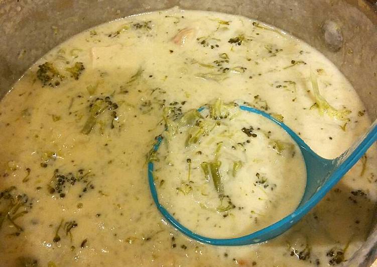 Steps to Make Ultimate Cheesy Broccoli Chicken Rice Soup