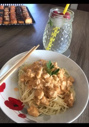 Garnéla tejszínes mártásban recept fotója