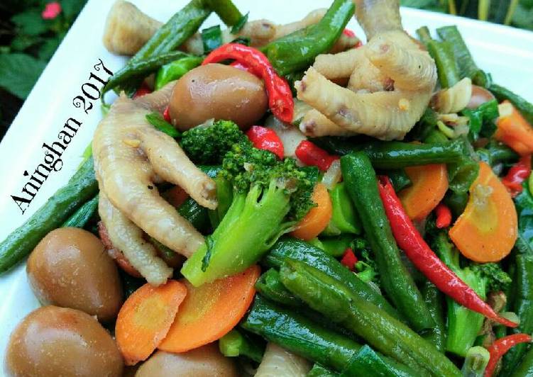 Oseng ceker telur puyuh