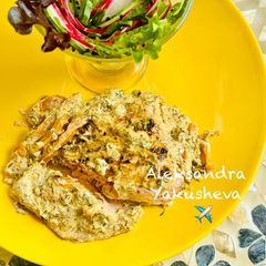 A picture of Spicy salmon in creamy sauce.