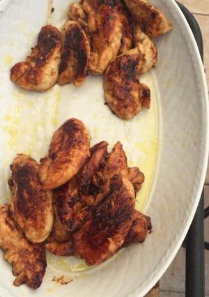 Une photo de Aiguillettes de poulet marinées à la plancha
