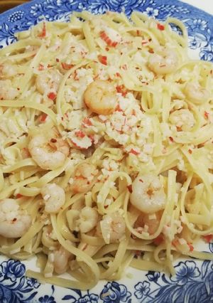 Foto principal de Tallarines con gambas al ajillo 🦐🍝