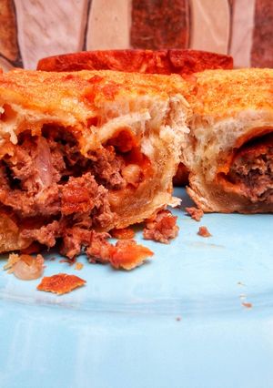 A picture of Beef filled batter bread.