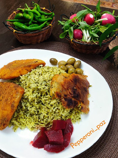 عکسی از دستور سبزی پلو با ماهی
