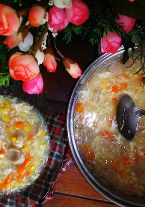 Foto resep Sup Ayam Jagung Warna Warni