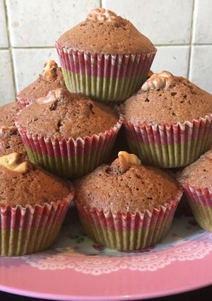 Cappuccino muffin dióval recept fotója