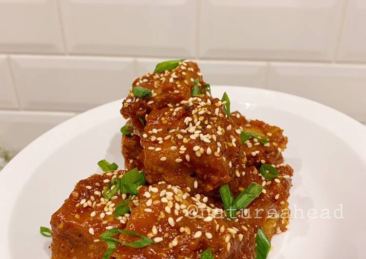 Bagaimana Menyiapkan Dubu gangjeong (Sweet Spicy Crispy Korean Fried tofu) Tahu Balado Asem Pedas Manis ala Korea, Lezat Sekali