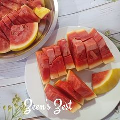 A picture of Sunshine Watermelon or Yellow Rind Watermelon Salad.