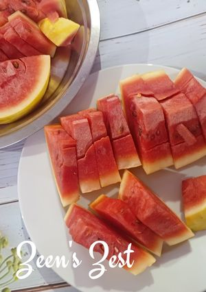 A picture of Sunshine Watermelon or Yellow Rind Watermelon Salad.
