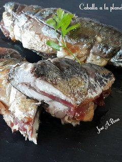 Una foto de Caballa a la plancha con jamón ibérico