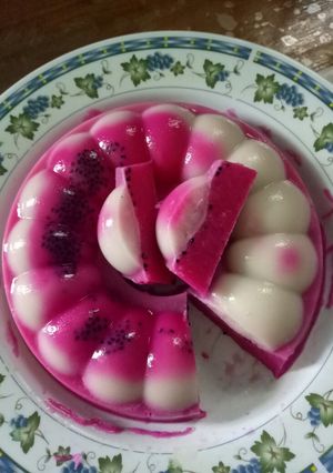 Foto resep Puding lapis buah naga