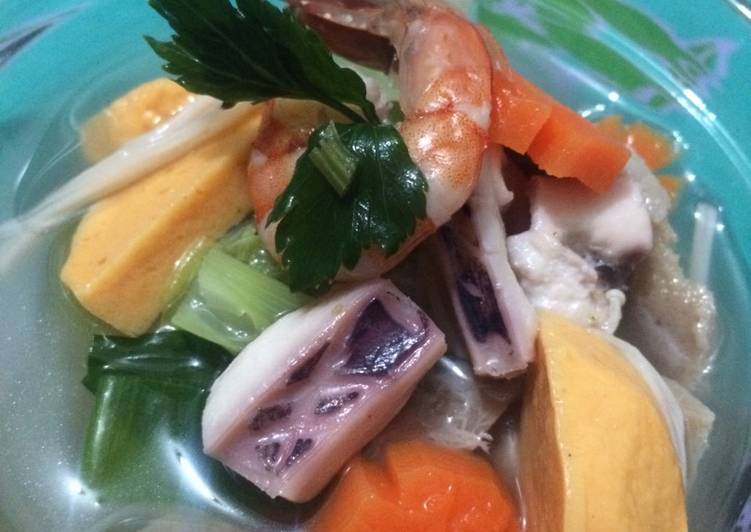 Proses mengolah Sup seafood ala fe, Enak Banget