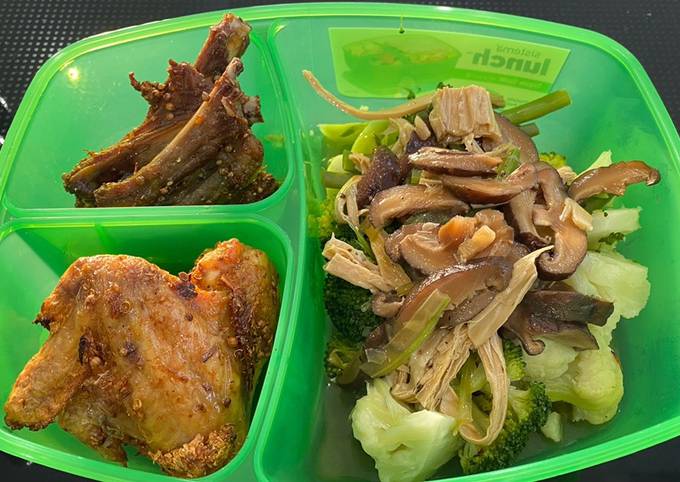 Healthy Lunchbox with Steam Vegetables & Shiitake Sauce😋 Recipe