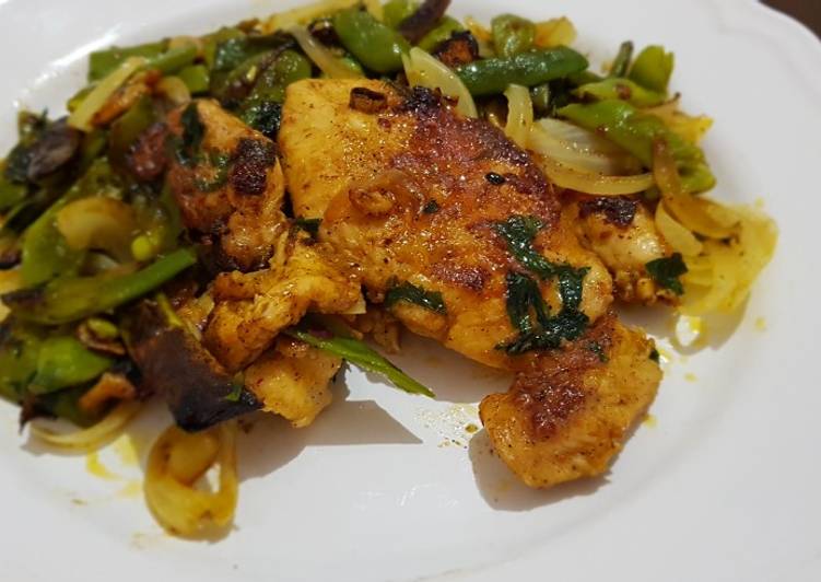 Roasted chicken breast with green beans صدور دجاج مع الفاصولية