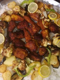صورة لوصفة سمك مقلي مع خضار وارز تايجر☺️☺️☺️☺️☺️