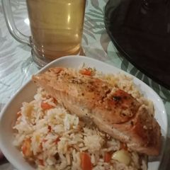 A picture of Tomato garlic fried rice.
