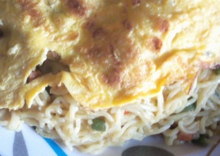 Indomie Noodles and fried eggs