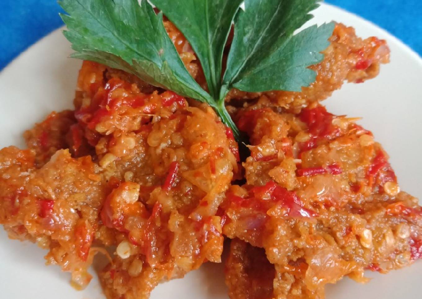 Kulit Ayam Geprek Sambal Bawang