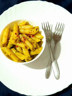 A picture of Green Sauce Pasta.