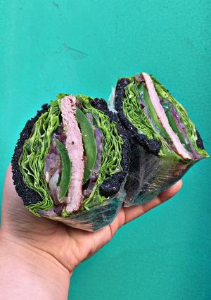 Hình của món Sandwich than tre nhân beefsteak [Eat clean - Lose weight].