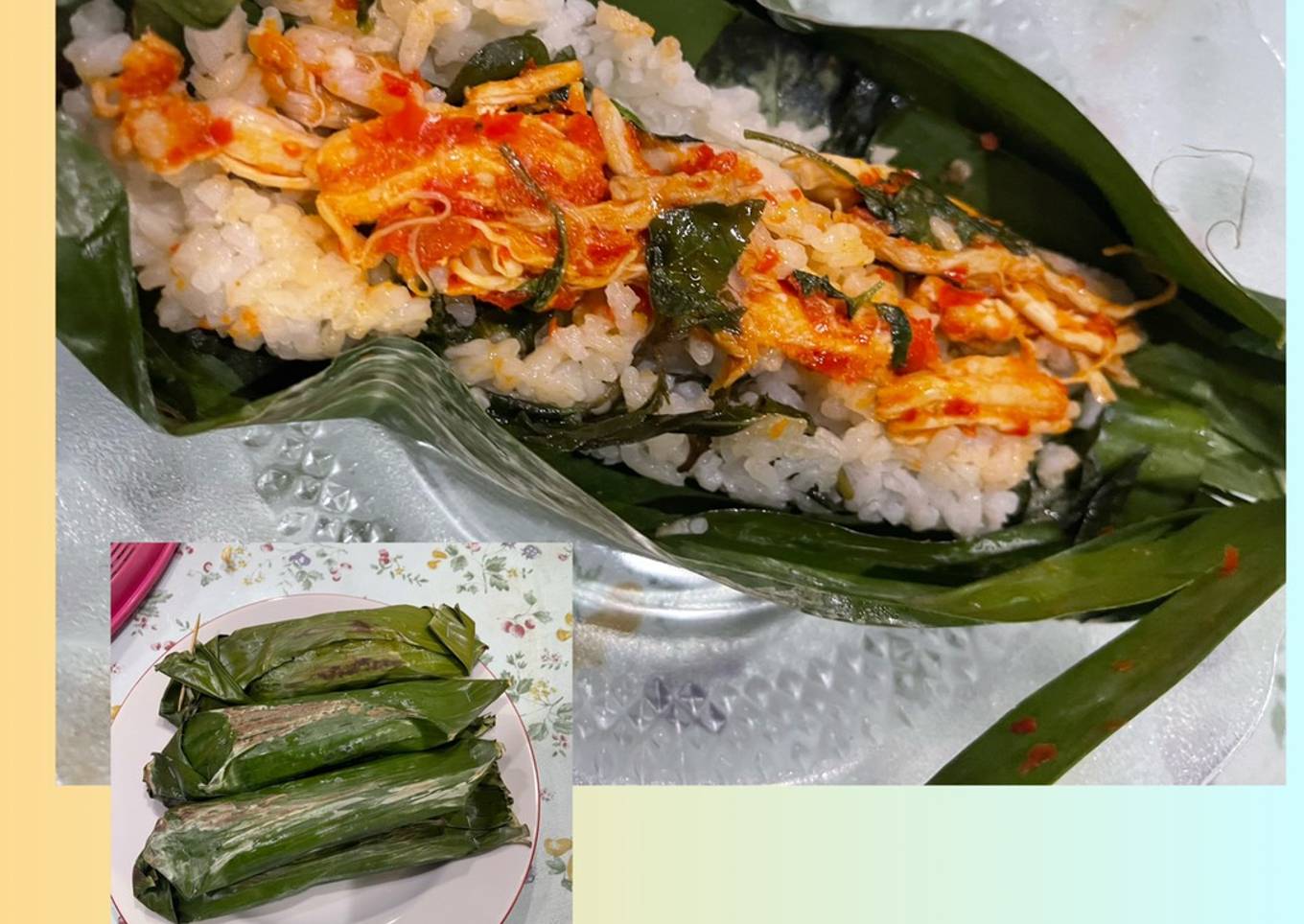 Nasi bakar ayam suwir kemangi
