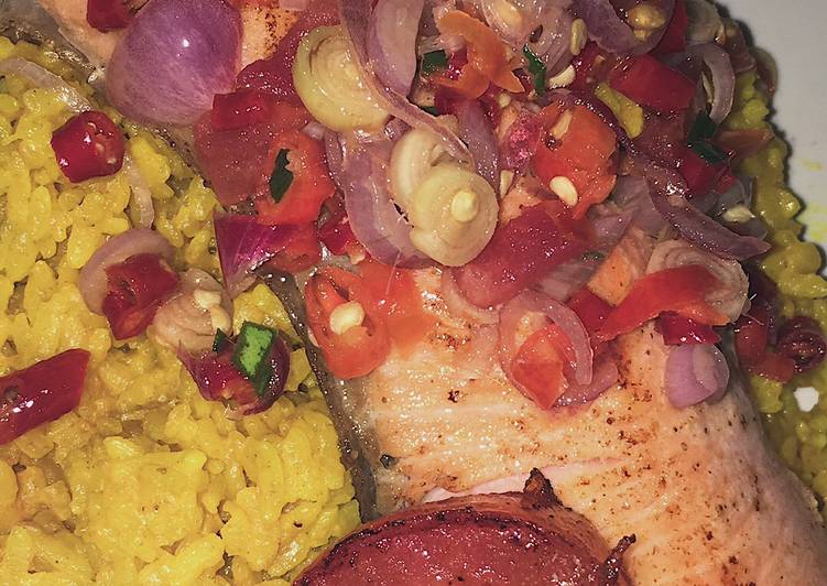 Grilled salmon Sambel mattah