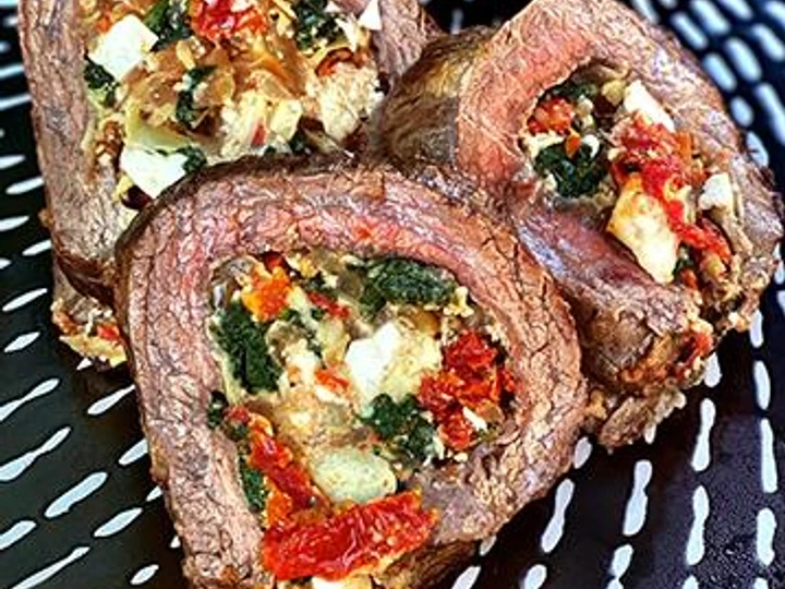 Easy Way Prepare Recipe Wagyu Flank Steak Stuffed With Spinach, Artichokes, and Feta that is Perfect, So Delicious}