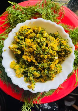 A picture of Karnataka Style Palya or Shepu bhaji.