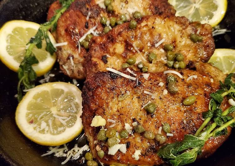 How to Make Any-night-of-the-week Pork Chop Piccata with Parmesan Herb Spaghetti 😙