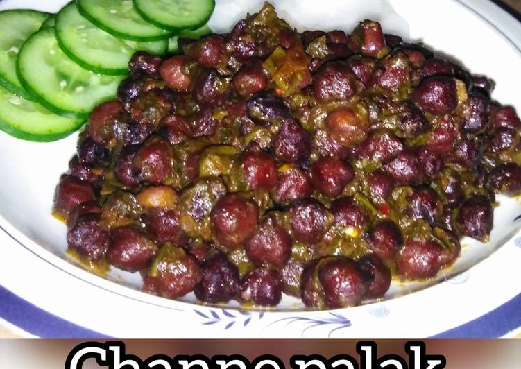 Simple Way to Prepare Homemade Channe palak (spinach with black gram)