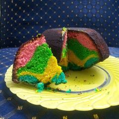 A picture of Rainbow cake.