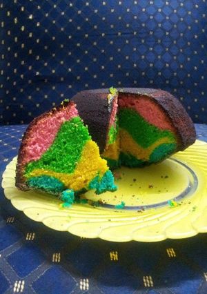 A picture of Rainbow cake.