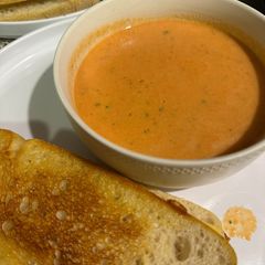 A picture of Roasted Tomato Soup with Boursin.