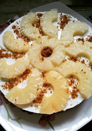 Une photo de Cheesecake sans cuisson à l'ananas et spéculoos