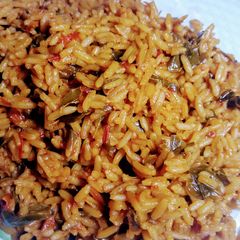 A picture of #ramadanrecipescontest. Dafa dukan shinkafa da zogale.