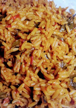 A picture of #ramadanrecipescontest. Dafa dukan shinkafa da zogale.