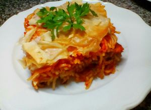 صورة لوصفة اسباجيتى بالجلاش واللحمة المفرومة 🍝