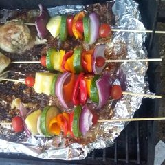 A picture of Sweet Vegetable Shish Kabobs.