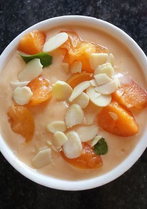Une photo de Crème tofu soyeux/abricots/amande (vegan)