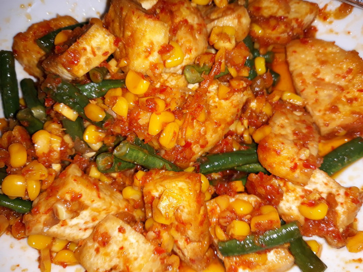 Resep Tahu disambelin+kacang panjang+jagung, Enak