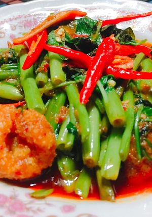 รูปของ ผัดพริกแกงผักบุ้งแค้ปหมู