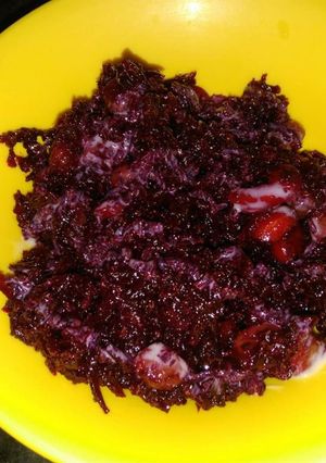 A picture of Beet root halwa.