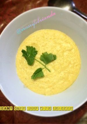 Foto resep Creamy corn soup with chicken