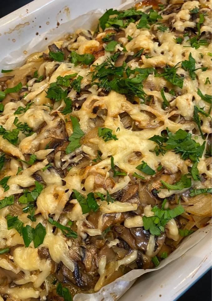 Картопляний гратен з куркою та грибами