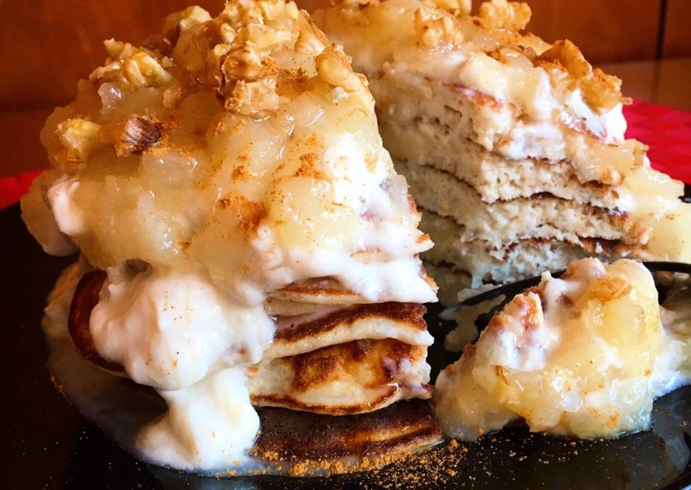 Tortitas de requesón y pera