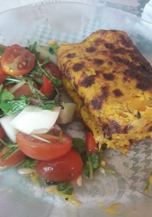 Una foto de Pionono de zanahoria, calaabaza y queso