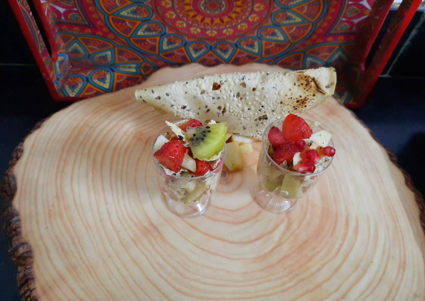 Papad fruits chaat shot
